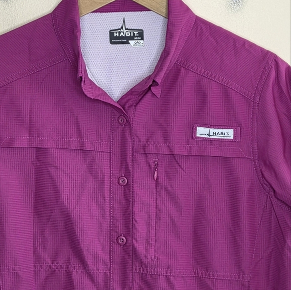 Habit | Valley Trail Short Sleeve Fuchsia Pink Outdoor Shirt Size Medium - Picture 2 of 5